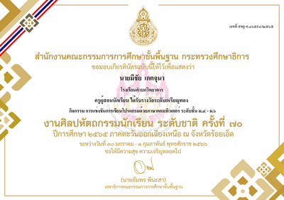 ผู้ฝึกสอนนักเรียน รางวัลเหรียญทอง งานศิลปหัตถกรรมนักเรียนระดับชาติ ภาคตะวันออกเฉียงเหนือ ครั้งที่ 70
นายมีชัย เกตจุนา ครูผู้ฝึกซ้อมนักเรียน รางวัลเหรียญทอง การแข่งขันการเขียนโปรแกรมด้วยภาษาคอมพิวเตอร์ ม.4-ม.6 งานศิลปหัตถกรรมนักเรียนระดับชาติ ภาคตะวันออกเฉียงเหนือ ครั้งที่ 70 ปีการศึกษา 2565 ณ จังหวัดร้อยเอ็ด
คำหลัก: งานศิลปหัตถกรรมนักเรียน